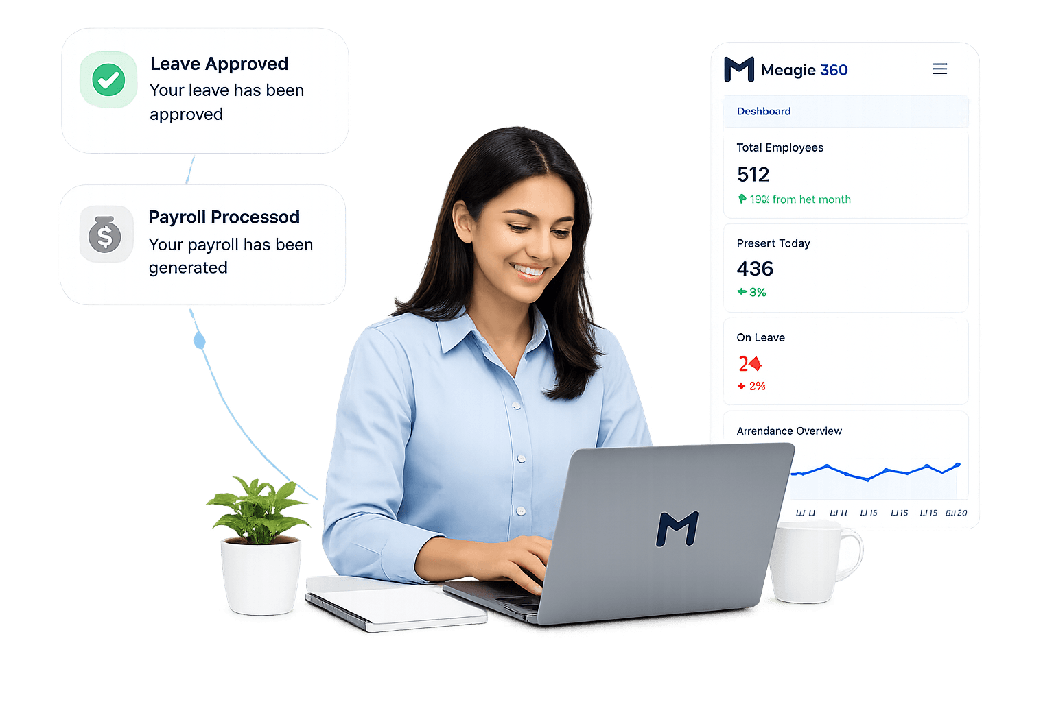 Meagle 360 employee self-service app on mobile